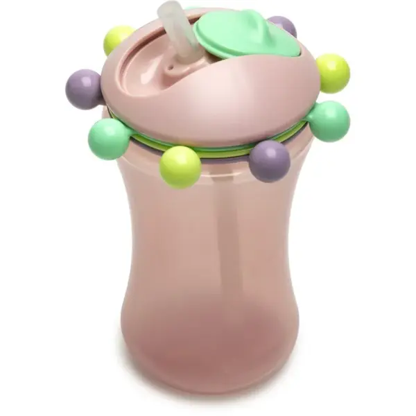 Melii Abacus Straw Sippy Cup hrnček s rúrkou Pink 340 ml