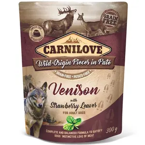 Carnilove Dog Pouch Paté Venison with Strawberry Leaves 300 g