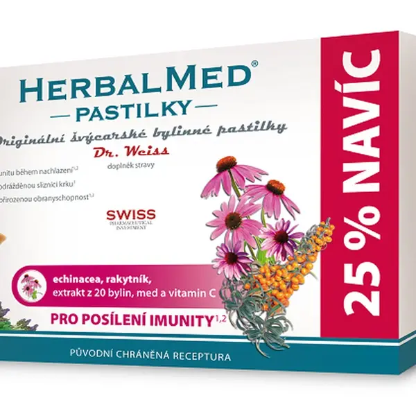 DR.WEISS HerbalMed  Echininacea-rakytník 30 pastilek
