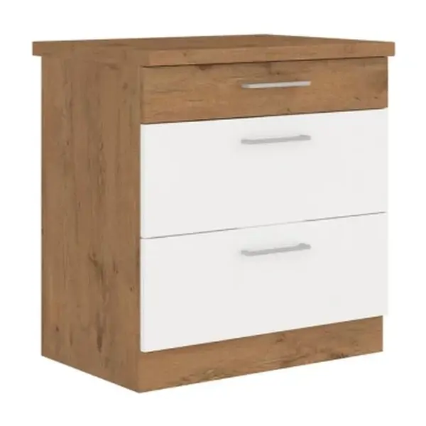 Dolní kuchyňská skříňka Vigo 80D3S,dub lancelot/bílý lesk, šířka 80 cm