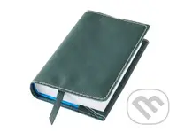 Kožený variabilný obal na knihu so záložkou: Zelený tmavý