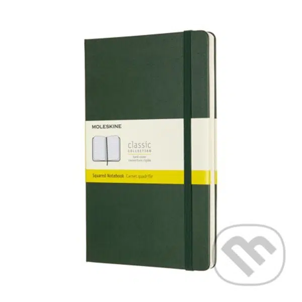 Moleskine - zelený zápisník (stredný, štvorčekovaný)