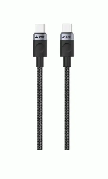 Textilní kabel iPEAX USB-C / USB-C 1M, USB 2.0, černá
