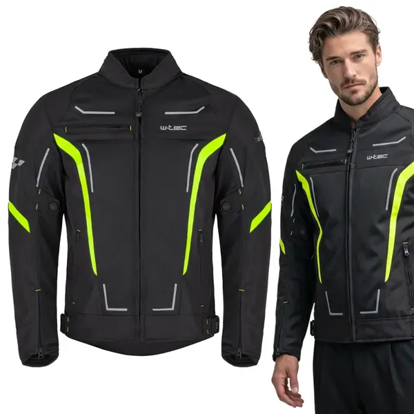 Letní pánská moto bunda W-TEC Mirelio černá-fluo 6XL
