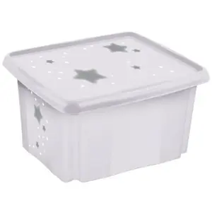 Úložný box s víkem velký "Stars", Bílá II