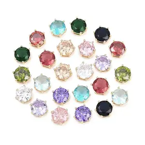 Brass Pave Cubic Zirconia Beads