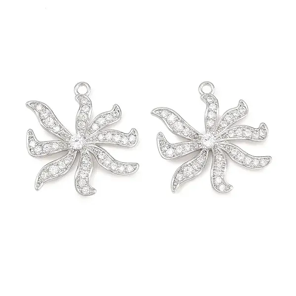 Brass Micro Pave Clear Cubic Zirconia Pendants
