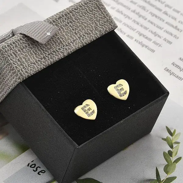 Rack Plating Brass Micro Pave Clear Cubic Zirconia Stud Earrings