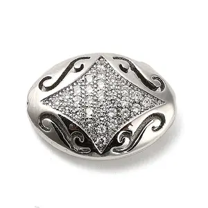 Brass Micro Pave Cubic Zirconia Beads