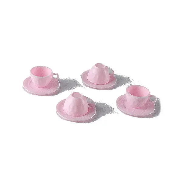Plastic Tea Cup & Plate Miniature Ornaments
