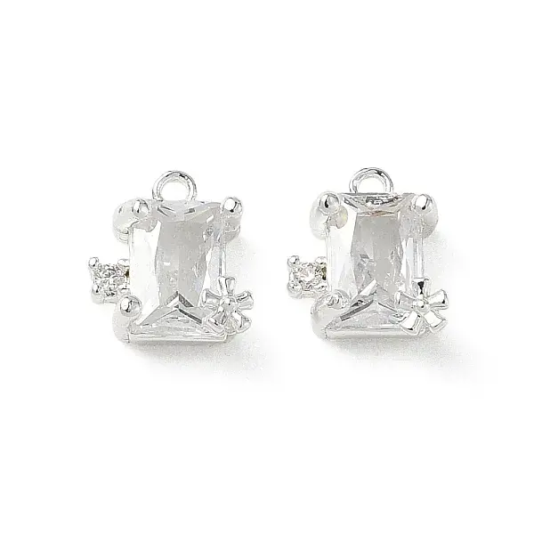 Brass Micro Pave Clear Cubic Zirconia Charms