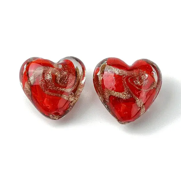 Handmade Gold Sand Lampwork Beads