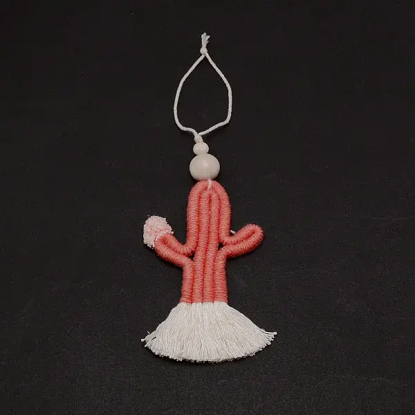 Hand Woven Cotton Rope Cactus Pendant