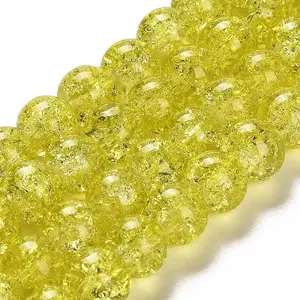 Spray Painted Crackle Glass Beads Strands