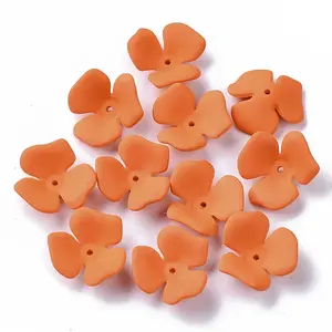 3-Petal Spray Painted Acrylic Bead Caps