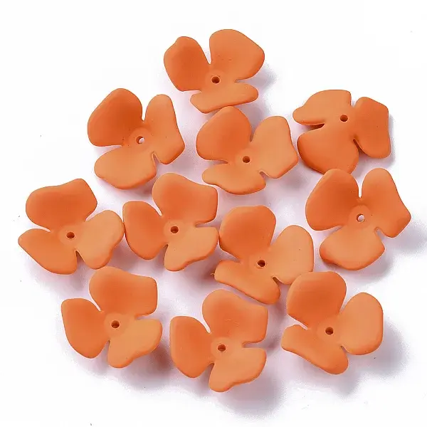 3-Petal Spray Painted Acrylic Bead Caps