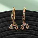 Rainbow Brass Micro Pave Cubic Zirconia Hoop Earrings