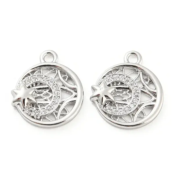 Brass Micro Pave Cubic Zirconia Charms
