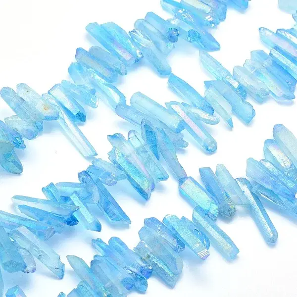 Electroplated Natural Quartz Crystal Beads Strands