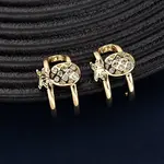 Brass Micro Pave Cubic Zirconia Cuff Earrings