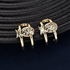 Brass Micro Pave Cubic Zirconia Cuff Earrings