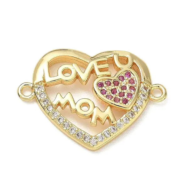 Mother's Day Brass Micro Pave Cubic Zirconia Connector Charms
