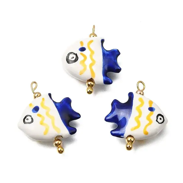 Ocean Themed Hand Painted Ceramic Porcelain Pendants