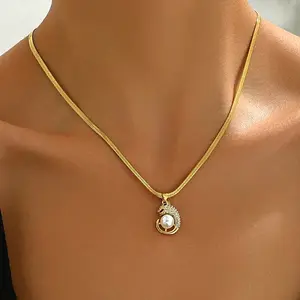 Leopard Brass Cubic Zirconia Pendant Necklaces