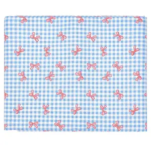 Bowknot & Tartan Pattern Cotton Fabric