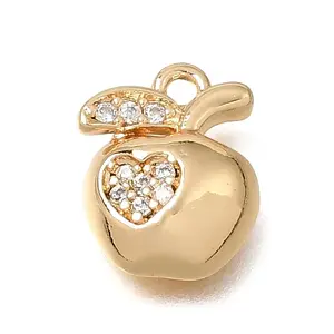 Brass Micro Pave Clear Cubic Zirconia Charms