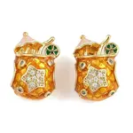 Brass Micro Pave Clear Cubic Zirconia European Enamel Beads