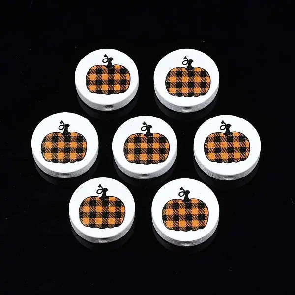 Autumn Theme Printed Natural Wood Beads
