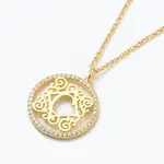 Brass Micro Pave Clear Cubic Zirconia Pendant Necklaces