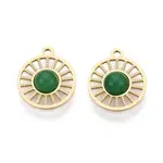 Dyed Natural White Jade Flat Round Charms