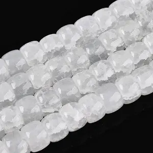 Baking Paint Crackle Glass Beads Strands