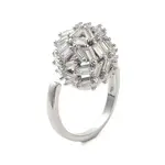 Round Brass Micro Pave Clear Cubic Zirconia Open Cuff Rings for Women