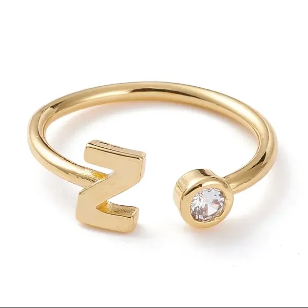Brass Micro Pave Clear Cubic Zirconia Cuff Rings