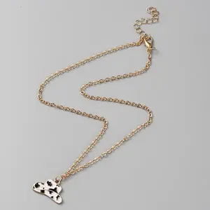 Cowboy Theme Enamel Pendant Necklace with Cable Chains