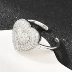 Heart Brass Micro Pave Cubic Zirconia Cuff Open Rings for Women