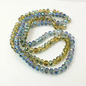 Electroplate Glass Faceted Rondelle Beads Strands