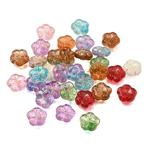 Painted Transparent Glass Beads