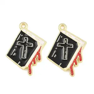 Alloy with Black Enamel Pendants