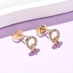 Brass Micro Pave Cubic Zirconia Ring Stud Earrings