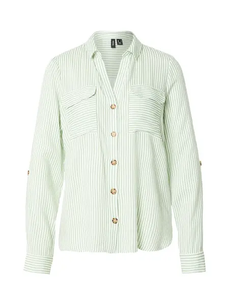 VERO MODA Blúzka 'VMBumpy'  svetlozelená / biela