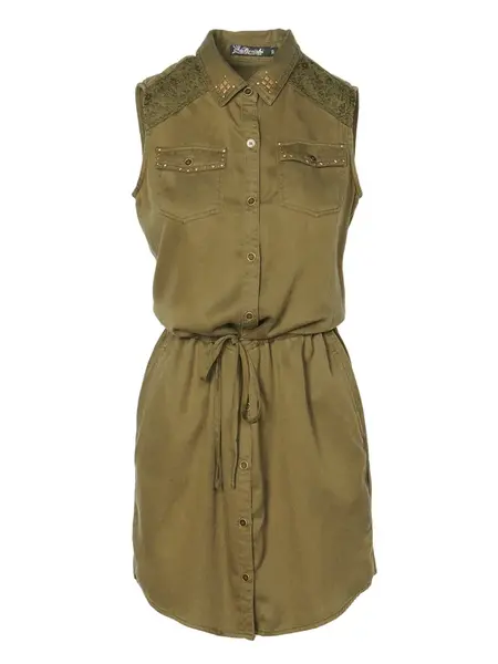KOROSHI Košeľové šaty  kaki