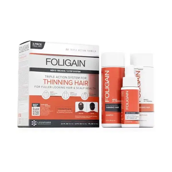 Foligain Cestovní sada přípravků proti padání vlasů pro muže Triple Action
