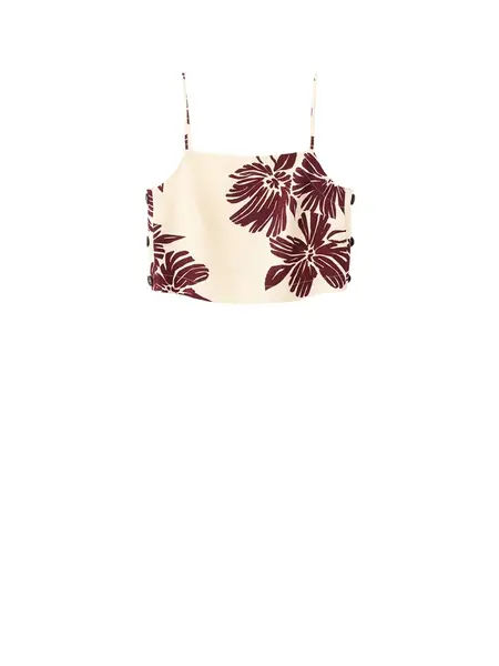 MANGO Top 'LOLA'  krémová / hrdzavohnedá / vínovo červená