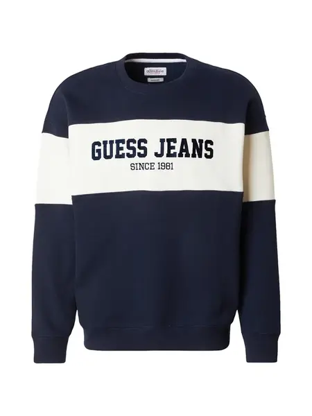 GUESS JEANS Mikina 'Horizont'  námornícka modrá / biela