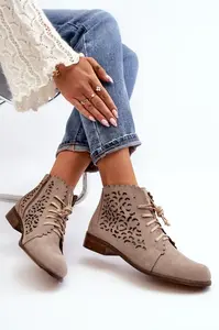 Dámské Prodyšné Šněrovací Botky Zazoo 2871 Beige