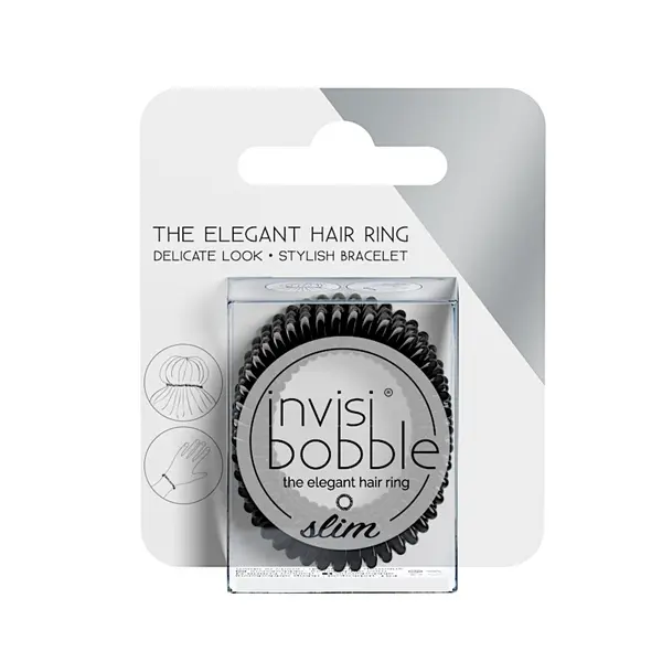 Tenká spirálová gumička do vlasů Invisibobble Slim True Black HP - černá, 3 ks (IB-SL-HP10001) + dárek zdarma